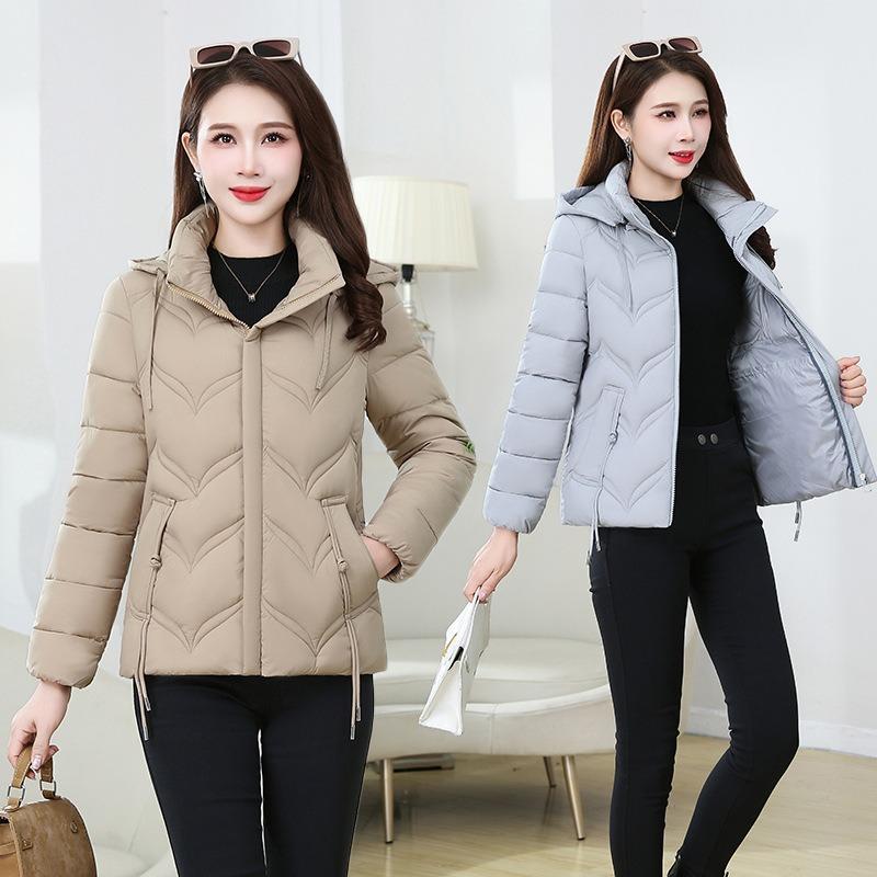 Down cotton-padded clothes Women's short stand-up neck cotton-padded clothes Fashion slim-fitting cotton-padded jackets Hooded warm jackets