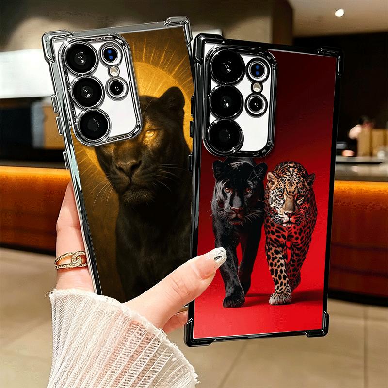 Black Panther Coole Tierbeschichtung Handyhülle Für Samsung Galaxy S24 S25 FE S26 Edge S23 Ultra S22 S21 Plus S20 Anti-Fall Airbag