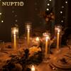 NUPTIO Taper Candle Holders for Centerpiece: Ribbed Hurricane Glass Candlestick Holder - Set of 6 Windproof Fluted Candle Stick Stand for Fall