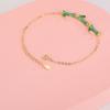 S925 Sterling Silver Korean Style Epoxy Bamboo Bracelet Set with Diamonds Green Zirconia Bamboo Leaf Bracelet