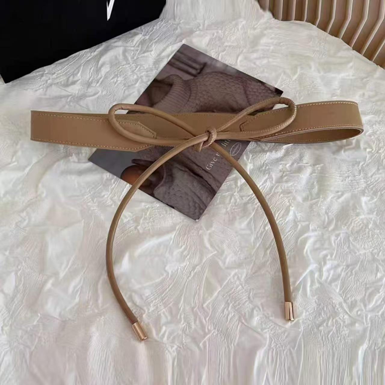 Korean Style Soft Leather Knotted Waist Belt for Women: Fashionable Accessory for Dresses, Sweaters, and Jackets хаки