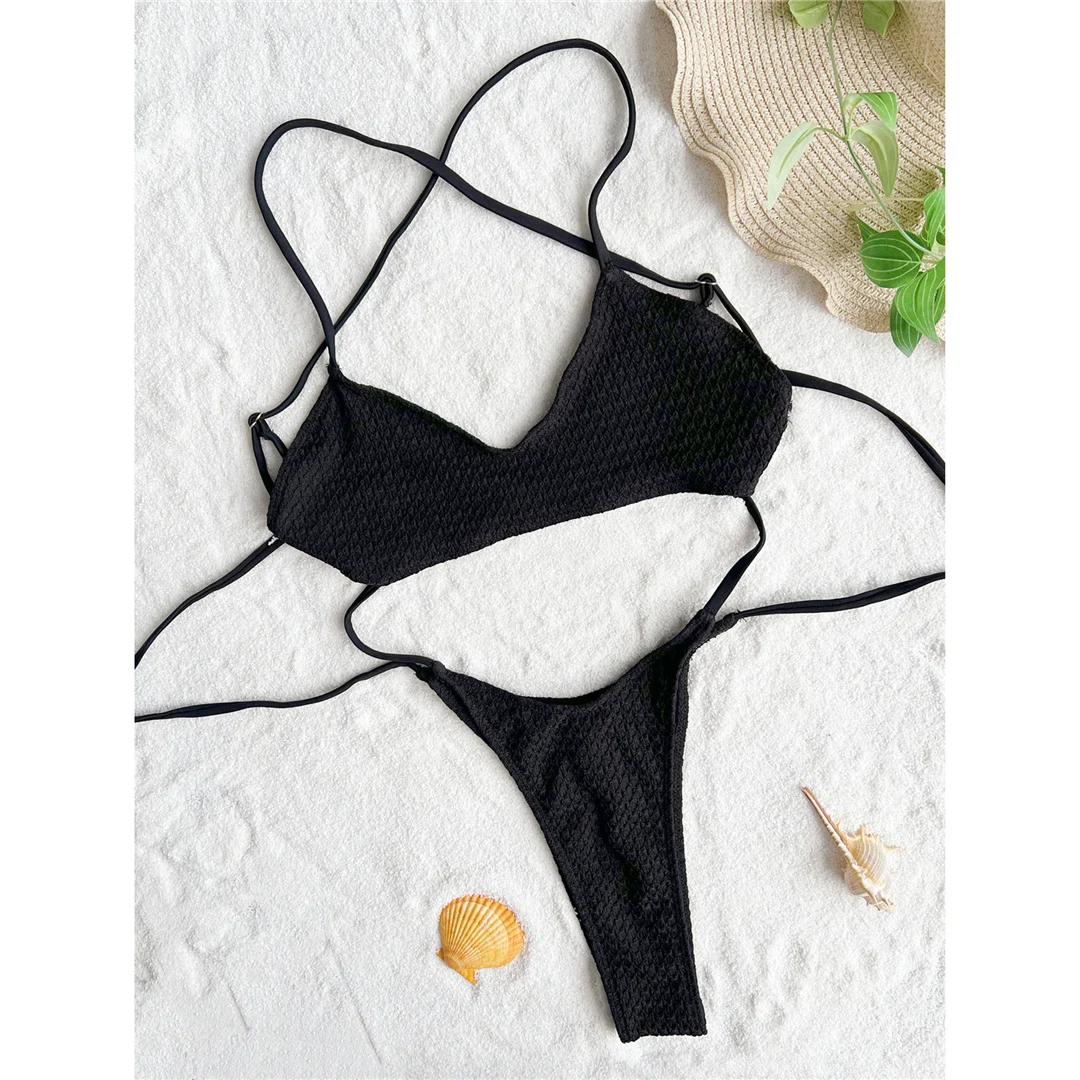 

Купальник жіночий суцільний з вирізом на животі, з драпіруванням, зі схрещеною спинкою, з високим вирізом для ніг, купальний костюм для плавання L чорний