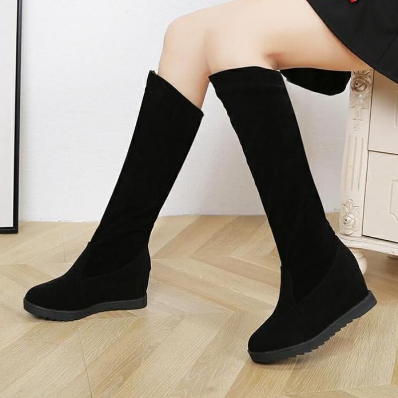 Black Autumn Winter Women's Half High Boots Round Toe Elegant Heeled Ladies Mid Calf Shoes New in Trend 2025 Gothic Footwear