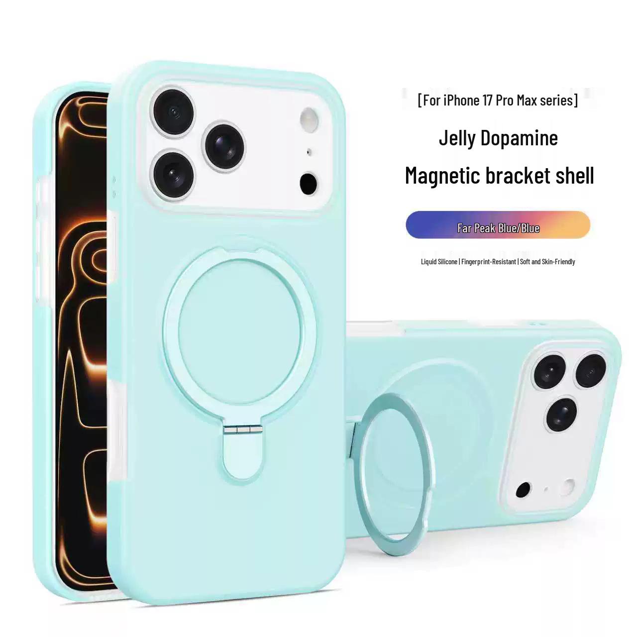 

Apple 17 Pro Max Jelly Silicone Pivot Stand Case with Magnetic Shockproof Cover for iPhone 16 iPhone13pro
