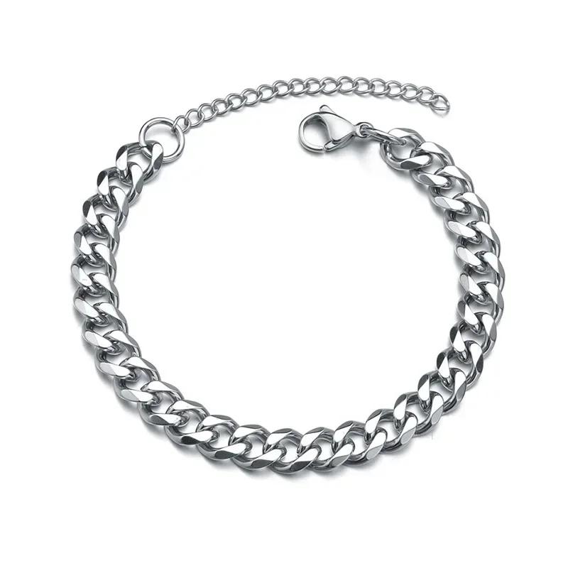 3/5/7mm Men Bracelets Stainless Steel Chain Bracelets Chunky Cuban Silver Color Link Chain Classic Punk Heavy Male Jewelry Gifts