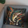 2D lebendiges Fischmuster Dekorative Kissenhülle Muster Kissenbezug Geeignet für Sofa Schlafzimmer Auto Kissenbezug