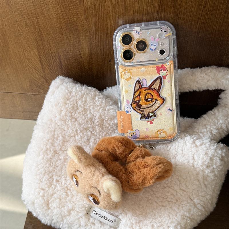 Cartoon Embroidery Judy & Nick Phone Case for iPhone 17/16 Pro Max/15/14