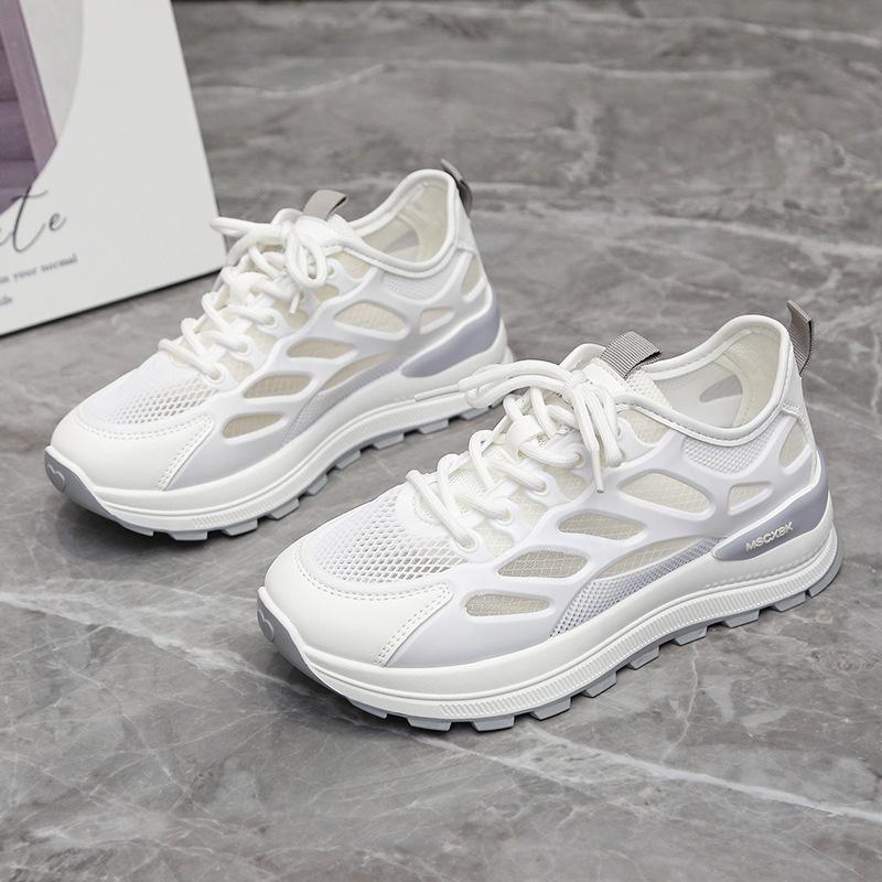 Sports New Mesh Breathable Women's Shoes Heightened Little White Shoes Soft Sole 4 Feet 2025 Not Tired Cm Versatile Small Man