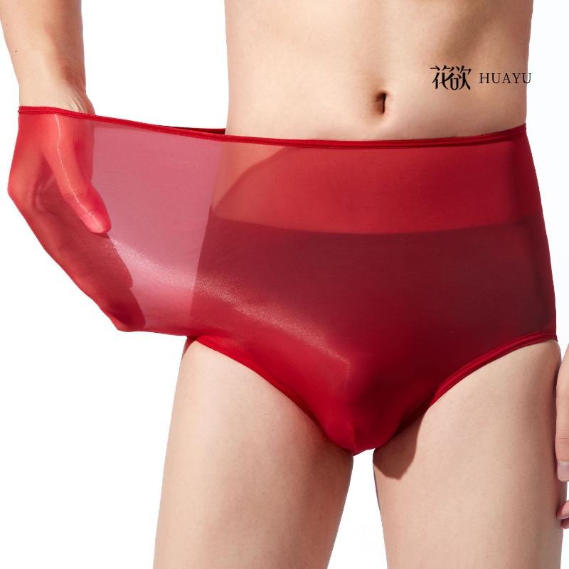 Oil Shiny Underwear For Men Sexy Transparent Smooth Underpants Ultra Thin Briefs Panties 5D Stocking Knicker Gay Erotic Lingerie