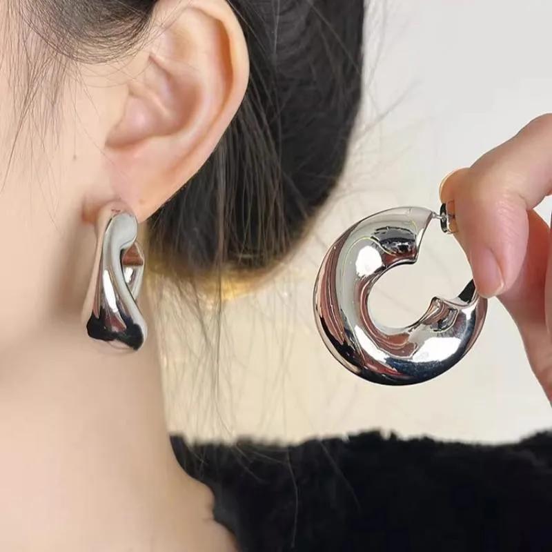 Geometric Irregular C-shaped Circle Hollow Earrings For Women Fashion Personalized Daily Accessory Party Jewelry Birthday Gifts