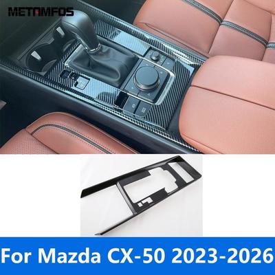 Center Console Gear Shift Box Cover Trim For Mazda CX-50 CX50 2024 2025 2026 Carbon Fiber Interior Accessories Car Styling