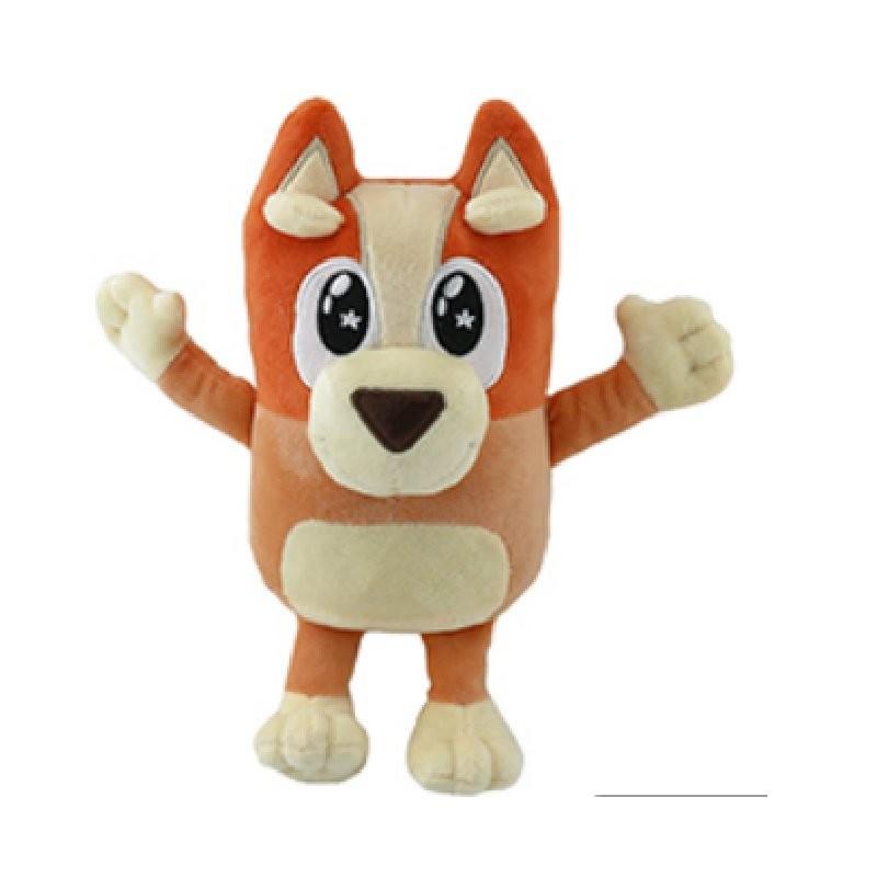 Plüschtier der Glücksfamilie: Niedlicher Cartoon-Hund, weiches Stofftier in Orange und Blau