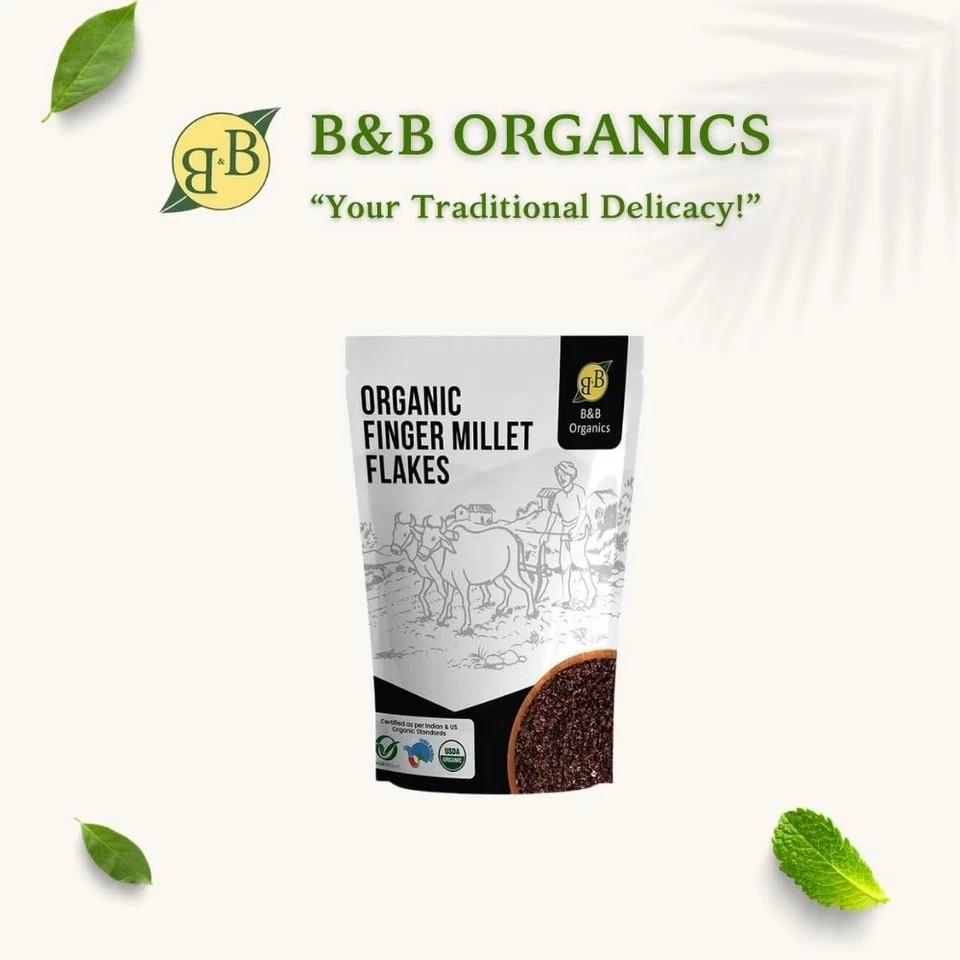 B&B Organics Finger Millet Flakes (500g)/ Traditional Millet Flakes/Ragi Aval.