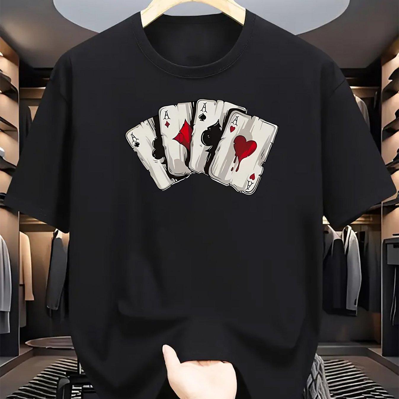 

Мужская летняя 100% чистая модная повседневная свободная спортивная футболка с принтом в виде карточного покерного узора, с круглым вырезом и короткими рукавами XXXXXL чёрный