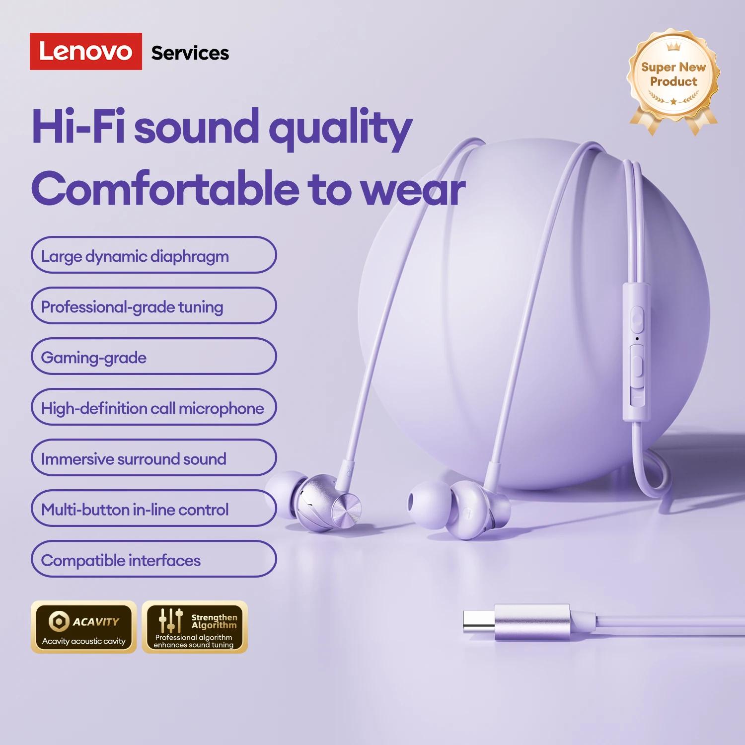 Original Lenovo YF37 Kabelgebundene Gaming Esports Kopfhörer HiFi Stereo Ohrhörer Typ-C/3,5mm Headset Mit Mikrofon für Telefon PC Laptop Max Neu Type-C