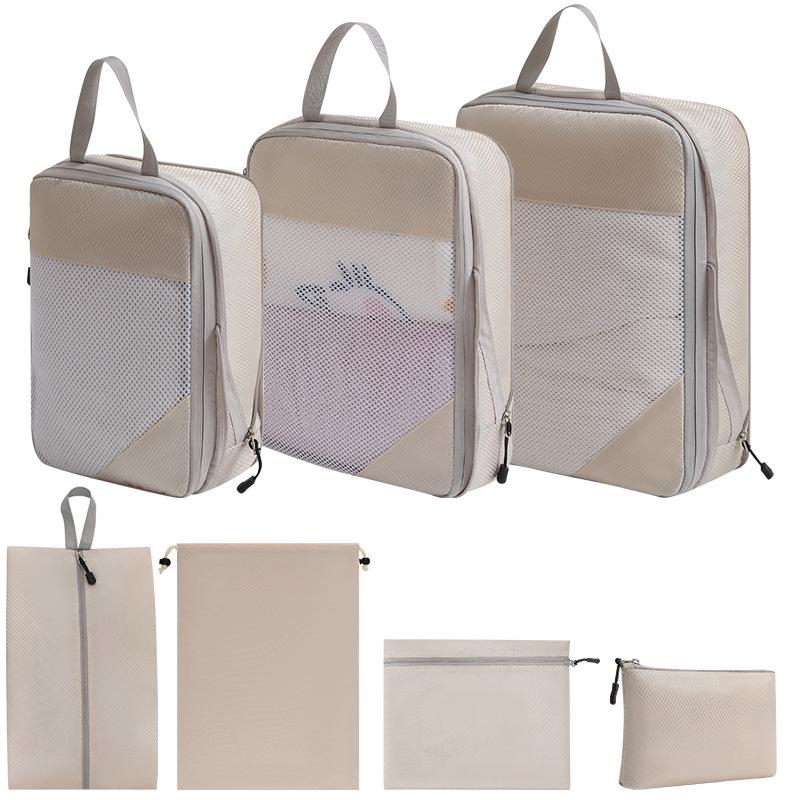 7-Piece Travel Compression Organizer Set for Clothes, Shoes, and Cosmetics