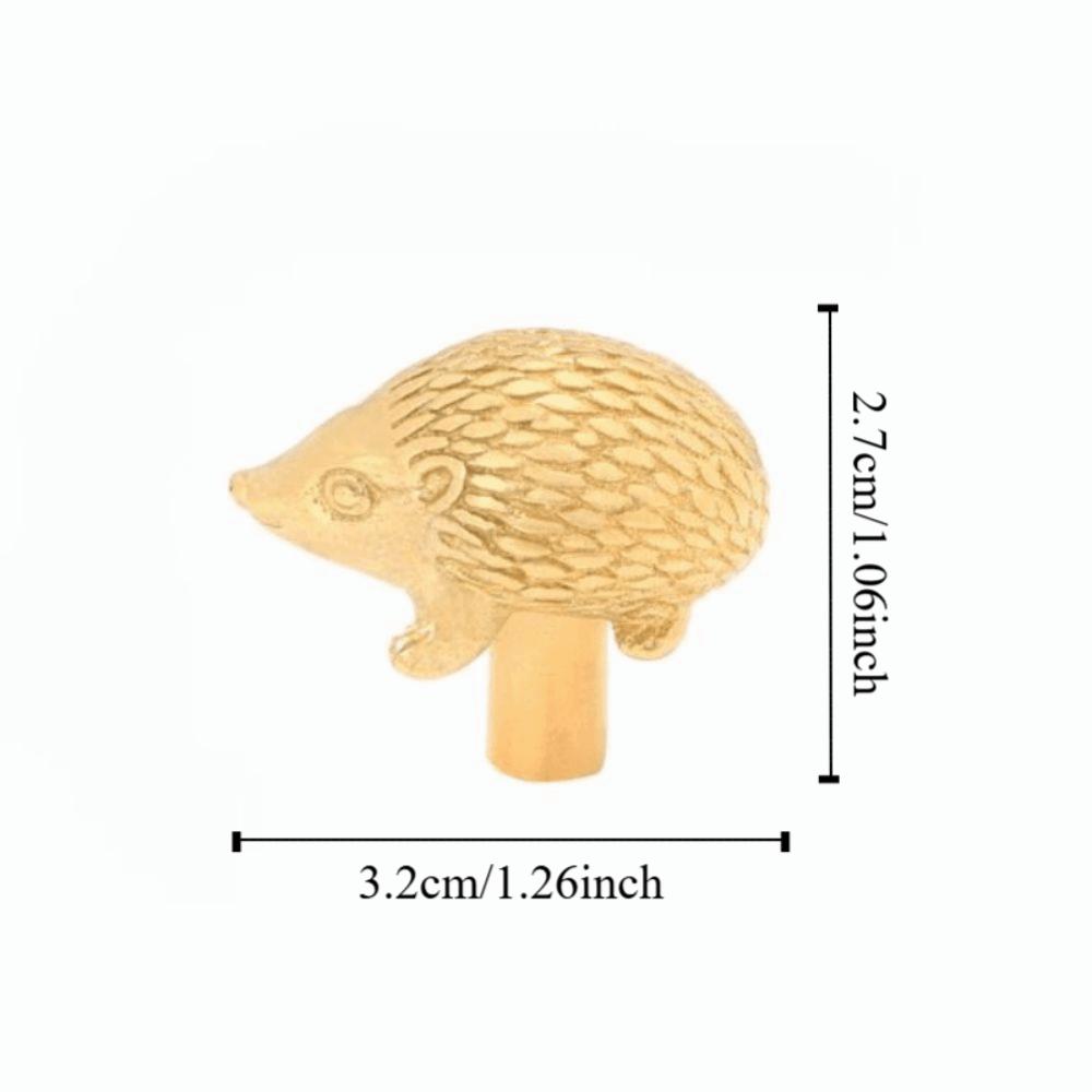 Retro Little Hedgehog Brass Handle Furniture Hardware Single Hole Cabinet Door Knobs Vintage Gold Wardrobe Drawer Pulls Kitchen
