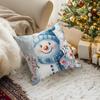 Blue Santa Claus with Snowman ElkCushions Pillowcase Polyester Cushion Cover Throw Pillow Sofa Decoration Pillowcover Home Decor