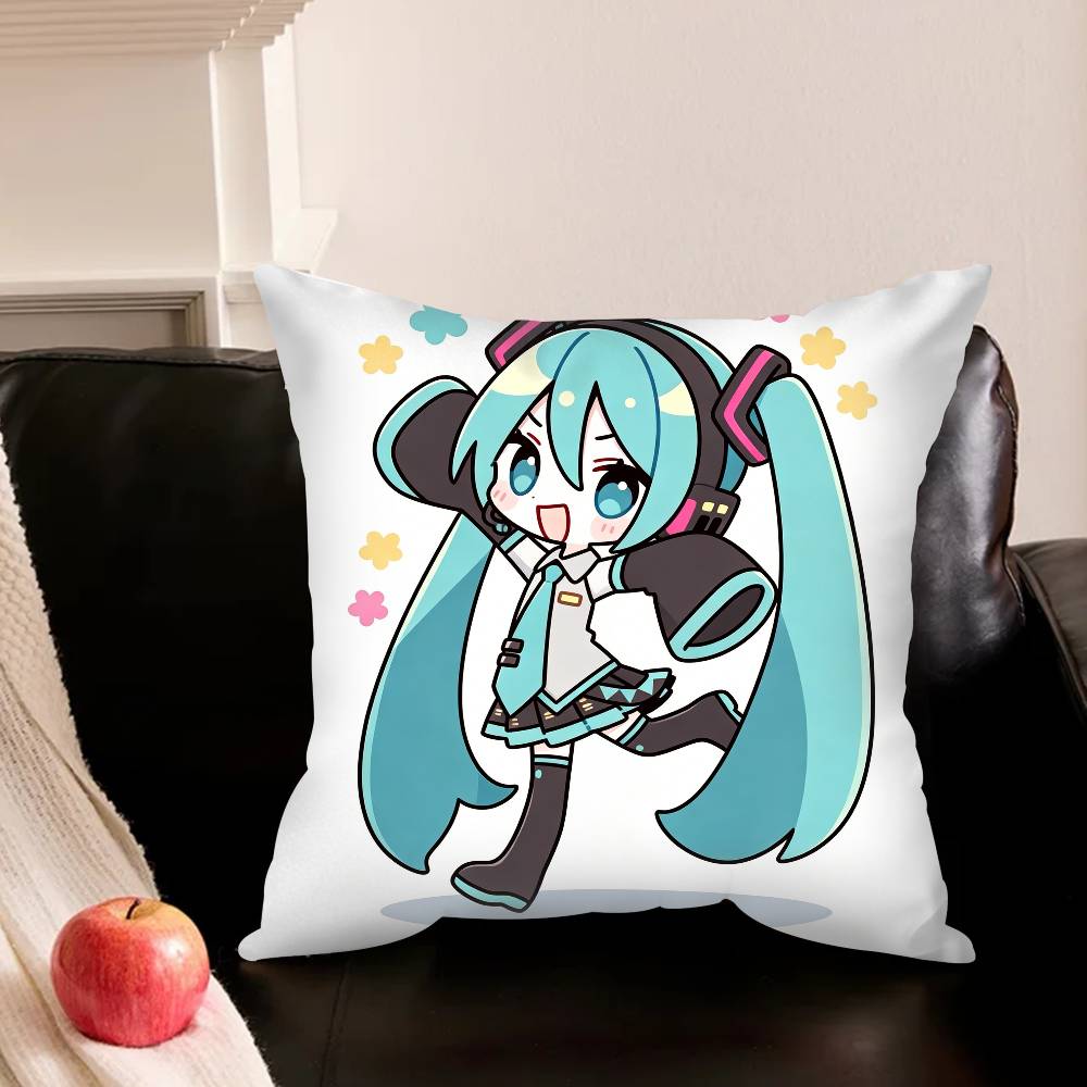 K-Kawaii Singer M-Miku-S Various Sizes Square Pillowcase For Car Home Bedchamber Decor