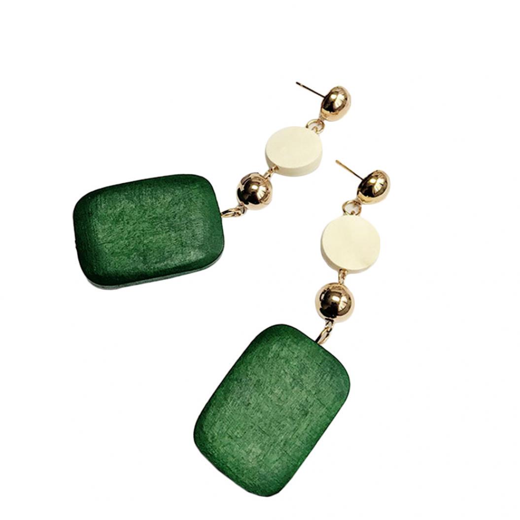 

Заявление DIY деревянные геометрические квадратные круглые висячие украшения женские серьги в стиле ретро зелёный