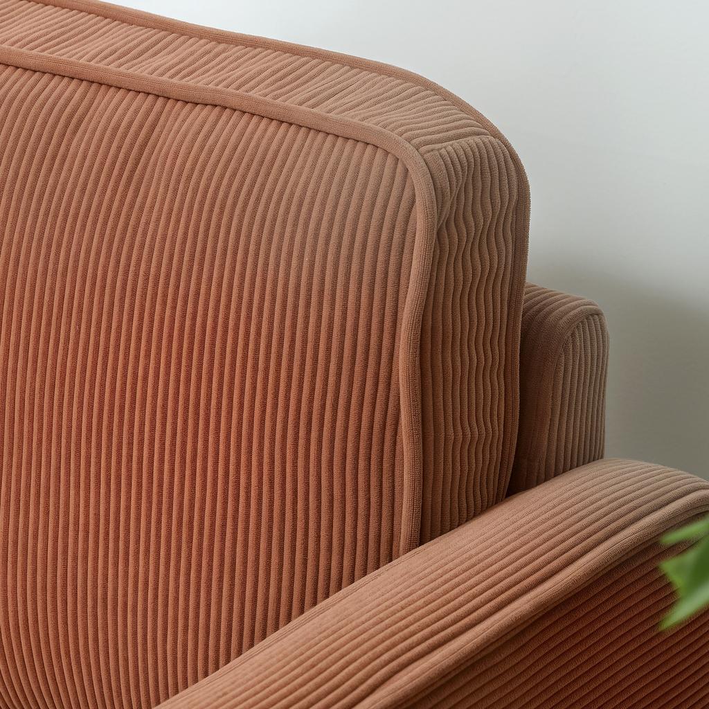 2-Seater Sofa with Storage and Solid Wooden Legs, for Living Room, Bedroom, 117 x 63 x 79 cm, Orange