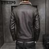 Autumn and Winter Men's Thick Leather Jacket Fashion Windproof Warm Jacket Men's Motorcycle Jacket Bomber Jacket Lapel Top