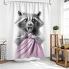 Lustiger Waschbär beim Baden Aufdruck Duschvorhang Graues Tierkunstwerk Für Niedliche Moderne Badezimmerdekoration