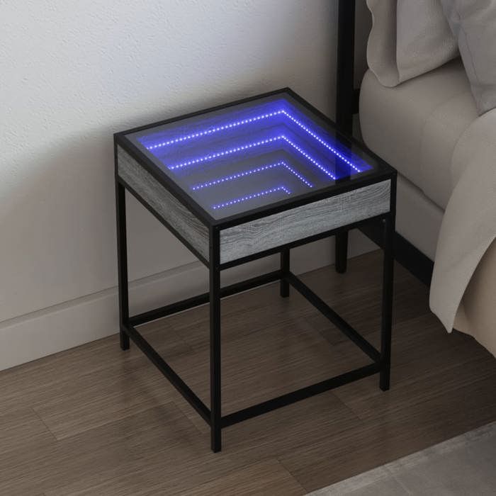 VidaXL Table de chevet avec LED infini sonoma gris 40x40x51 cm 3284094