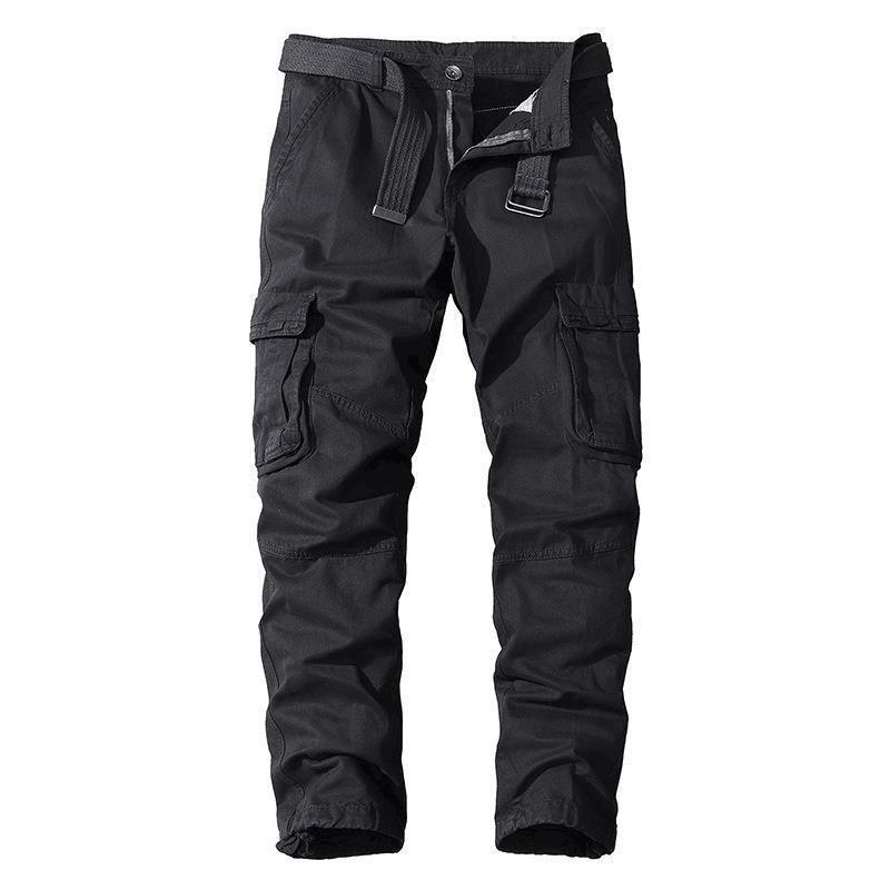 Pantalones de moda para hombre, pantalones cargo casuales de algodón de color sólido, pantalones de senderismo para exteriores para hombre, pantalones de trabajo con múltiples bolsillos
