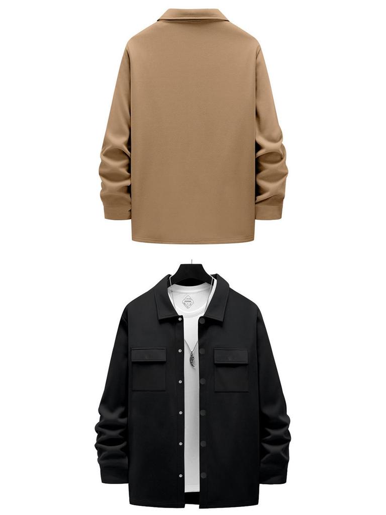 Men's Retro Heavy-Duty Fleece-Lined Single-Breasted Lapel Jacket