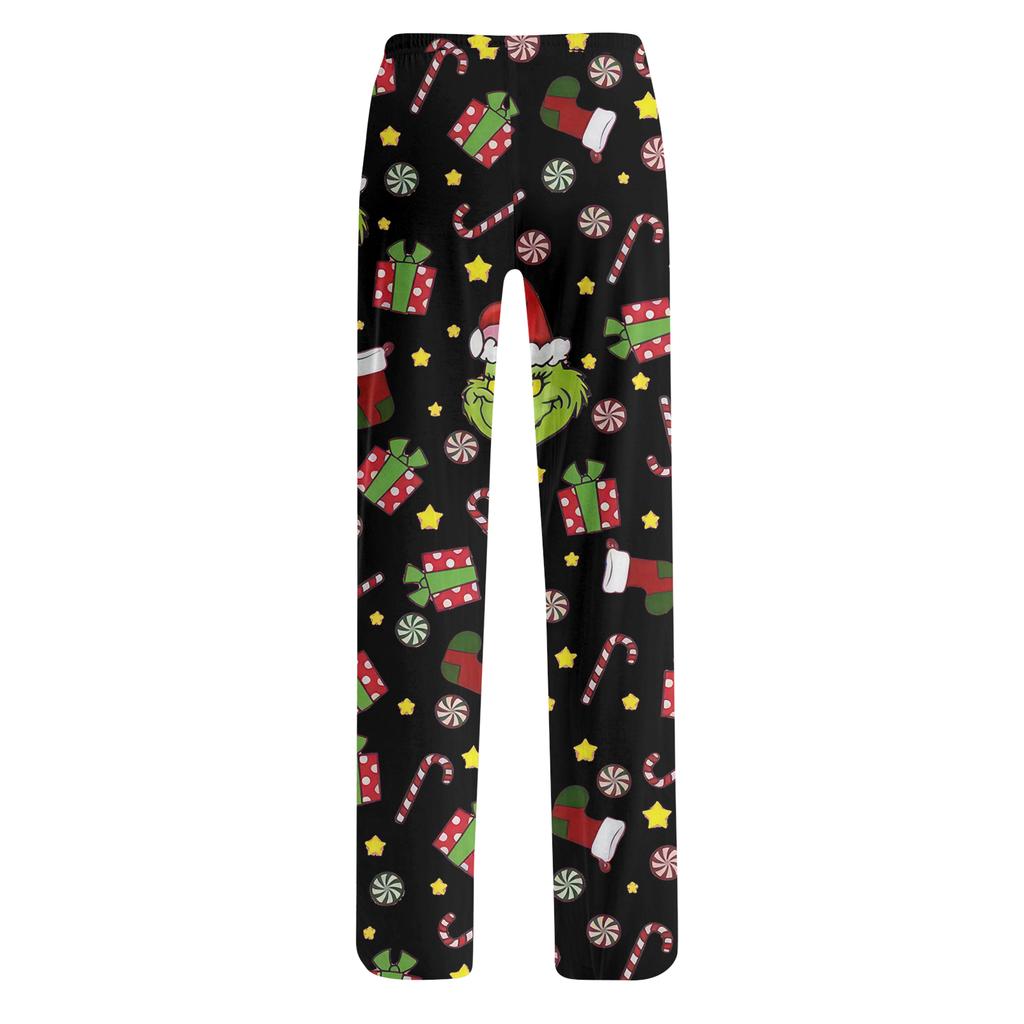 Womens Pajama Pants Sleepwear Casual Drawstring Elastic Waist Pants Comfy Straight Yoga Loose Trousers