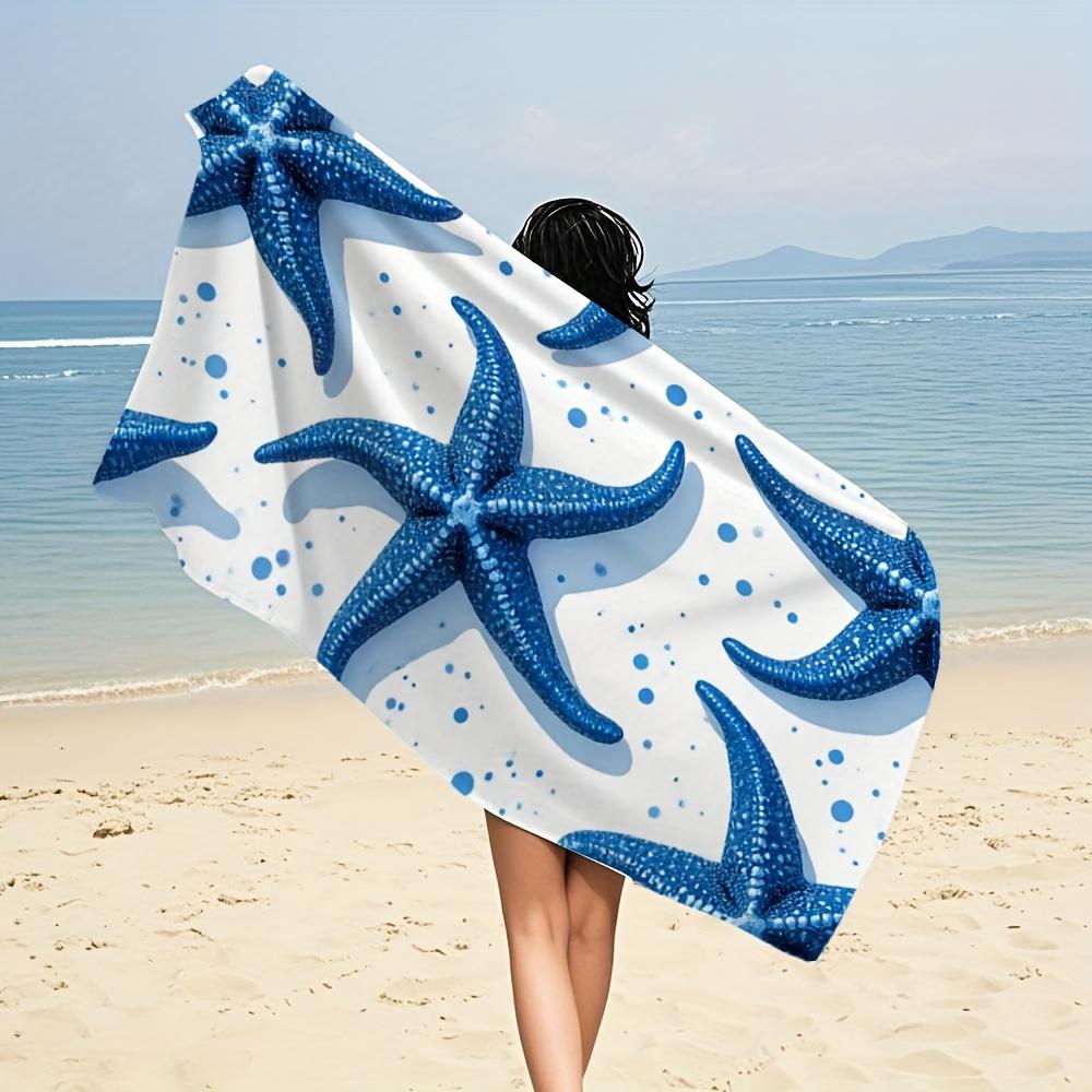 Cute Starfish Theme Microfiber Towel Ultra Soft High Absorption Quick Dry Modern Design for Bathroom Pool Travel Men Women Use
