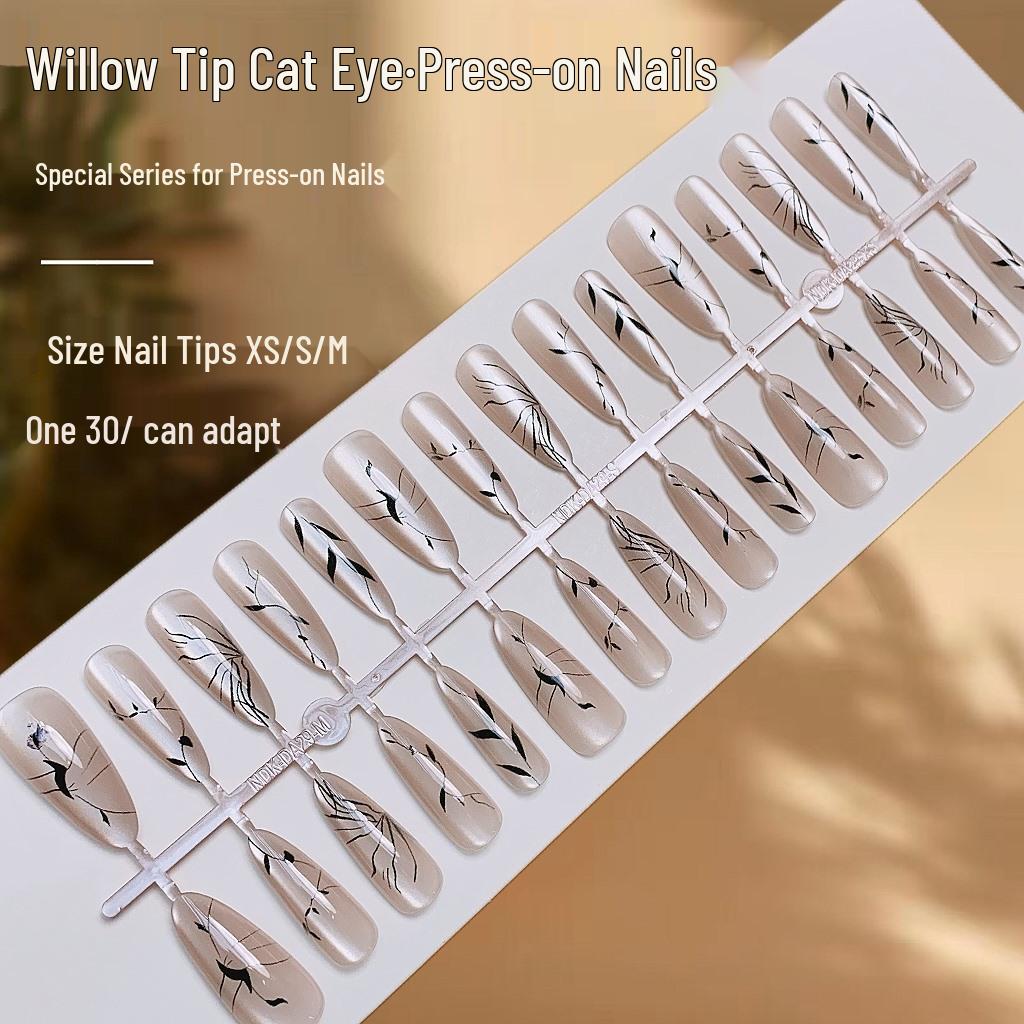 

Накладные ногти Кошачий глаз с кончиком ивы - Продвинутый стиль