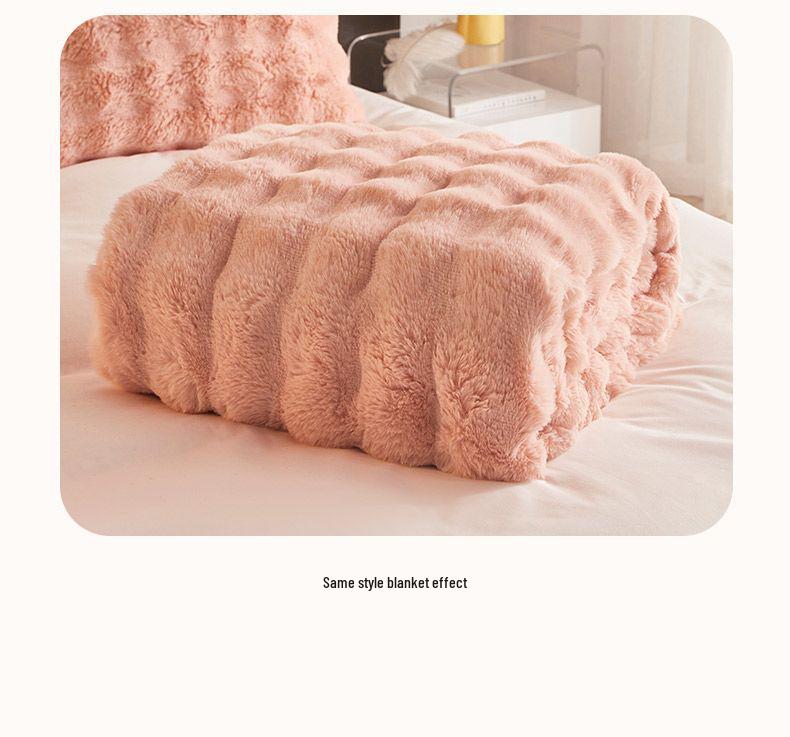 G5Z Thickened Warm Faux Fur Rabbit Fleece Blanket, Anti-Static Milk Velvet Throw for Sofa or Nap