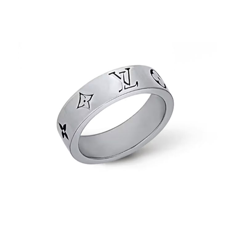 

Louis Vuitton Mosaic Thin Logo Engraved Brass Ring Unisex rings Silver M1503M M