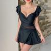 Womens Onepiece Swimsuit With Solid Color And V Neck Design For Water Sports And Slimming Fit