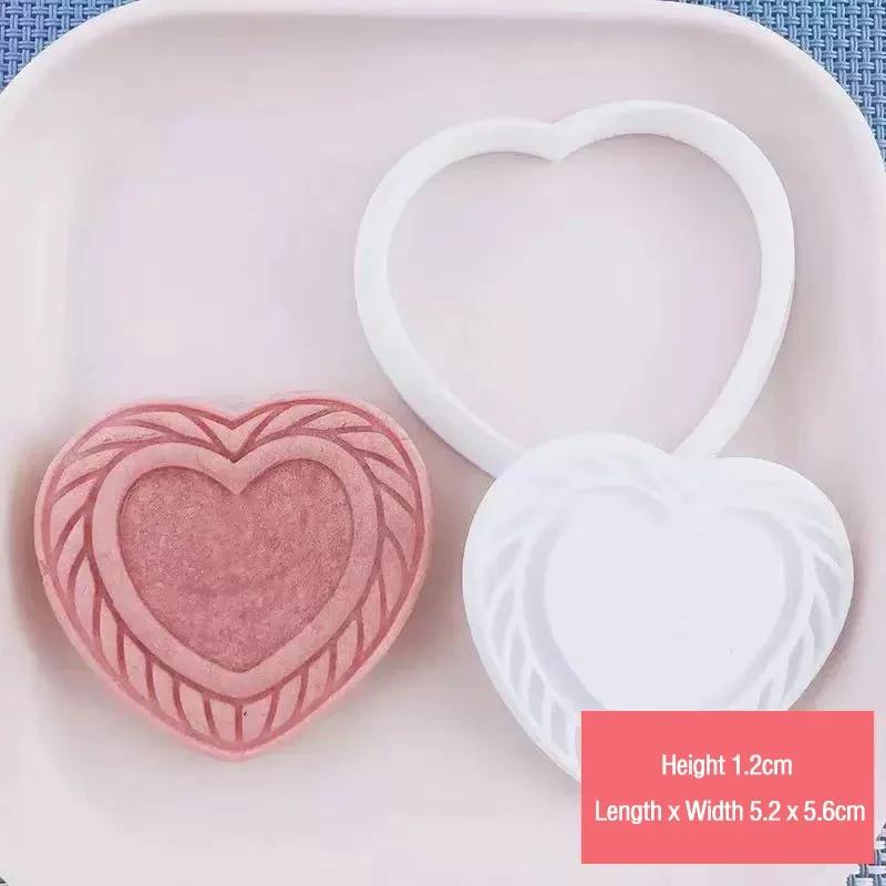 1/4PCS Sandwich Cookie Cutters Mold Valentine’s Day Love Stuffed Biscuit Stamp Dessert Pastry Hand Pressed Baking Mold Tools