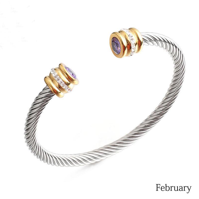 European & American 18K Gold-Plated Stainless Steel Bracelet with Zirconia