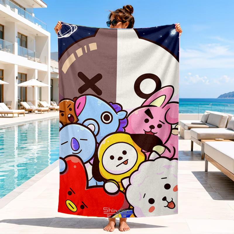 Colorful Cartoon Kpop Beach Towel, Microfiber Beach Towel, Perfect For Pool, Beach, Travel, Home Decor Beach Party Fan Gifts