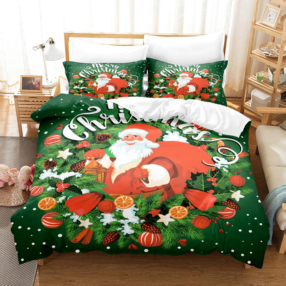 3D Digital Printing Three-Piece Set, Santa 2 Printing Bedding Kit