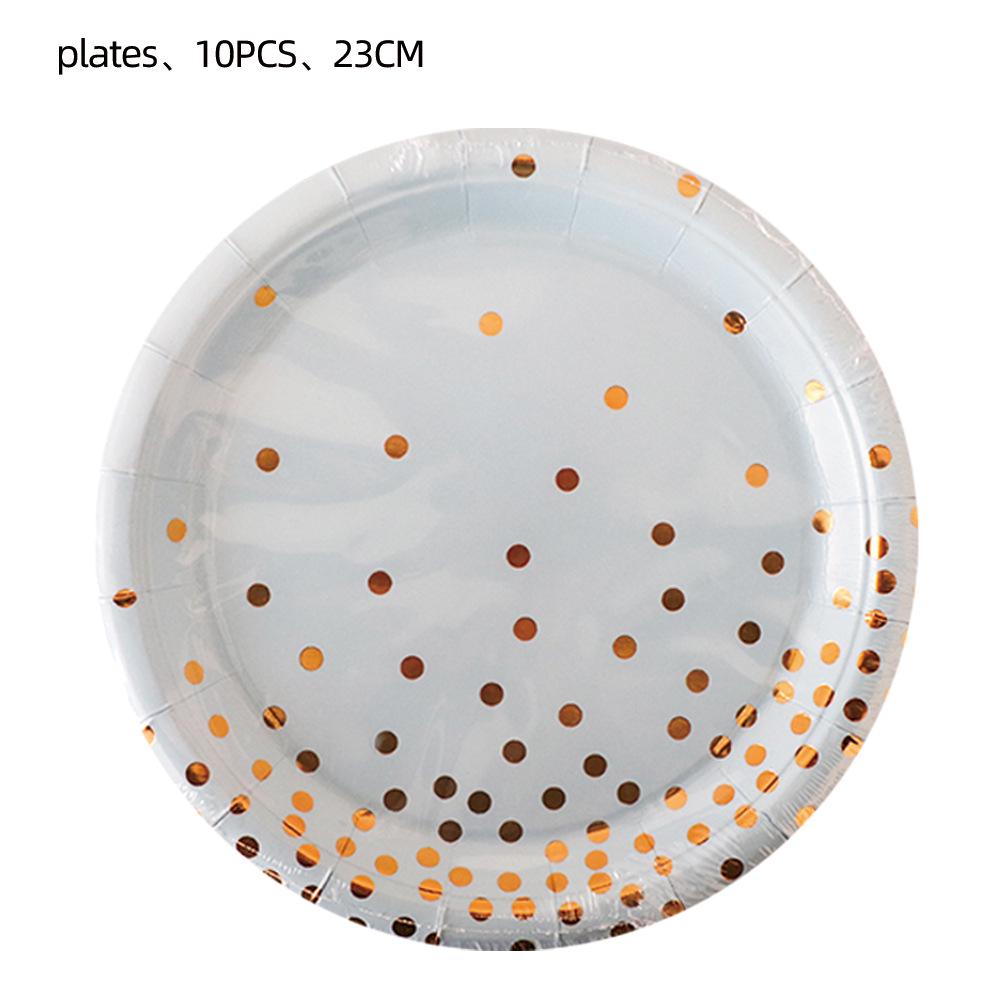 Polka Dot Birthday Party Disposable Tableware Set: Plates, Cups, Tablecloth, Banners