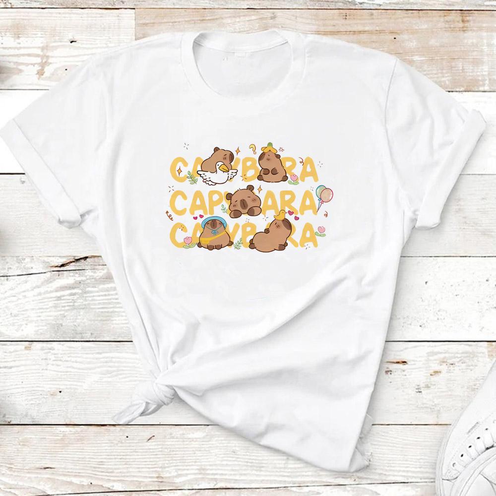 Kids Basic T-shirt Women Men Capybara Tees 3-10Years Children Short Sleeved Clothes Boys Girls Capibara Birthday Gifts