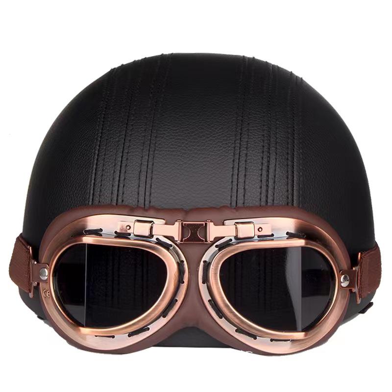 Retro Silver Frame Harley Motorcycle Goggles - Foldable Windproof Antique Bronze Design for Karting