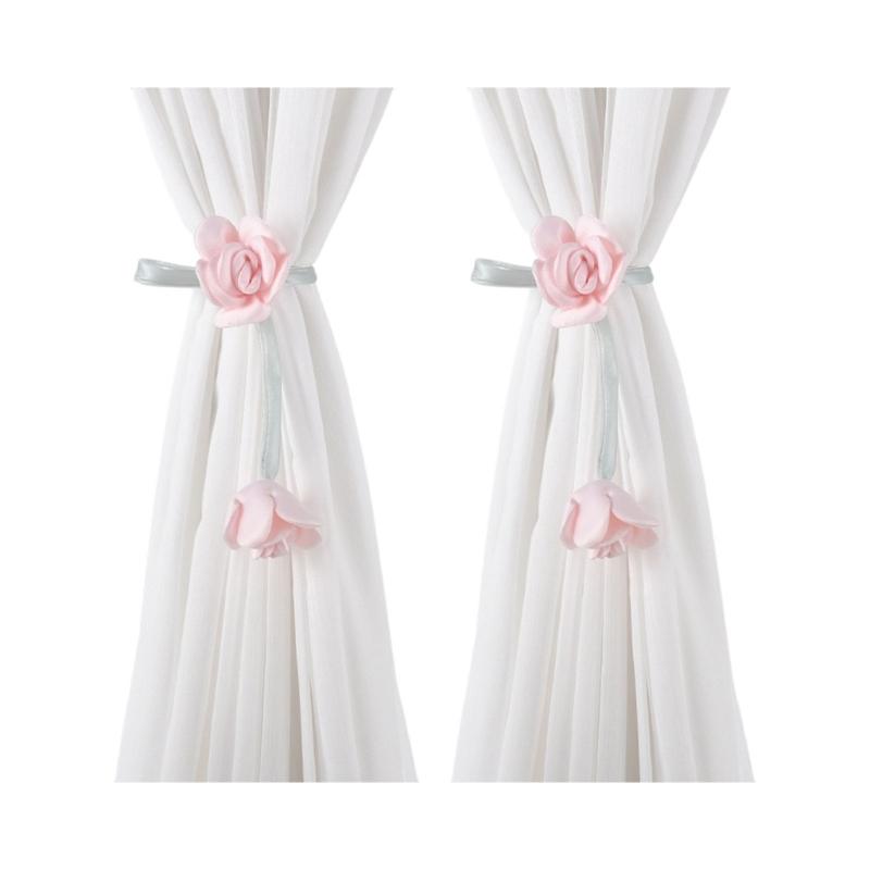 Flower Shape Curtain Holdbacks Polyester Fabric Multiple Color Option Simple Setup Window Decoration