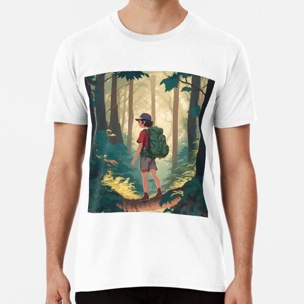 Show a hiker enjoying a wonderful forest T-Shirt XXXL
