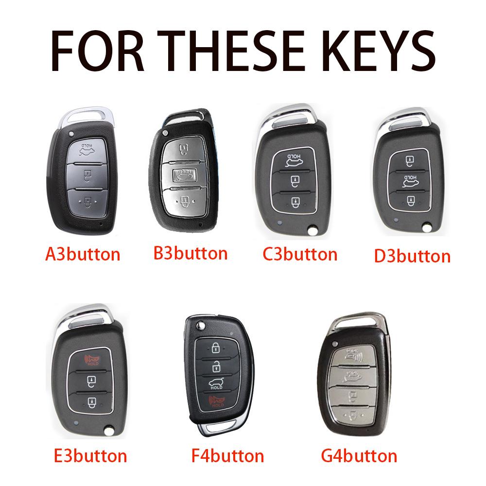 3 4 Button Abs Car Smart Key Case Cover For Hyundai Tucson Santa Fe Rena Sonata Elantra Creta Ix35 Ix45 I10 I30 I40 Accessories