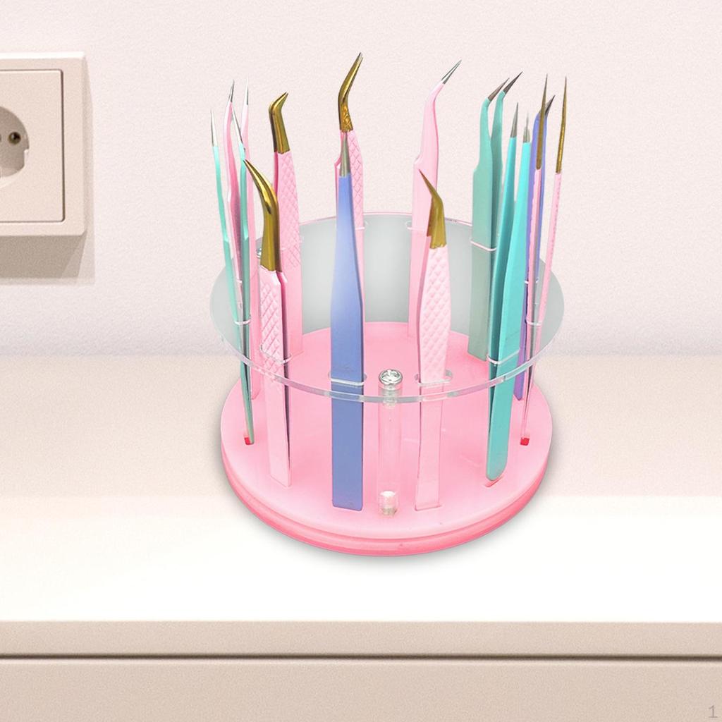 12 Slots Tweezers Shelf Holder, Acrylic Eyelash Extension Tools Storage Holder for Nail Salon,