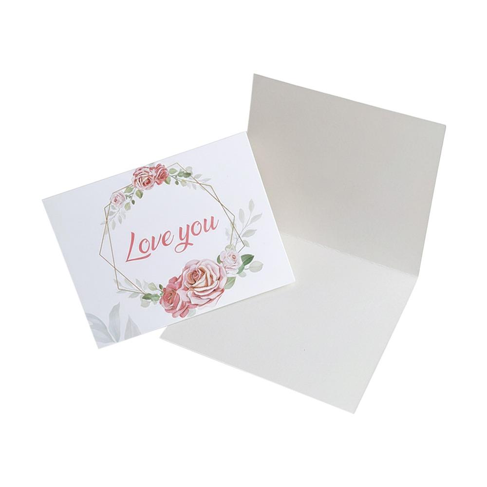 100PCS Multicolor Thank You Card Floral Pattern Package Decoration Gretting Cards Business Package I Love You Best Wishes Card