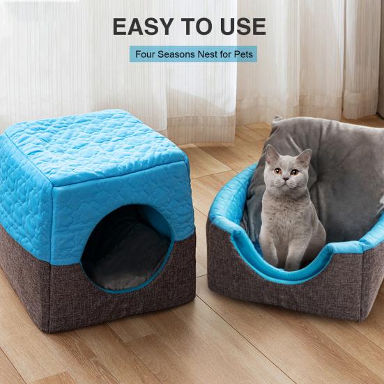 3-in-1 Cats Bed Comfortable Foldable Pet Cave Tent Cotton Cats House Sofa Nest