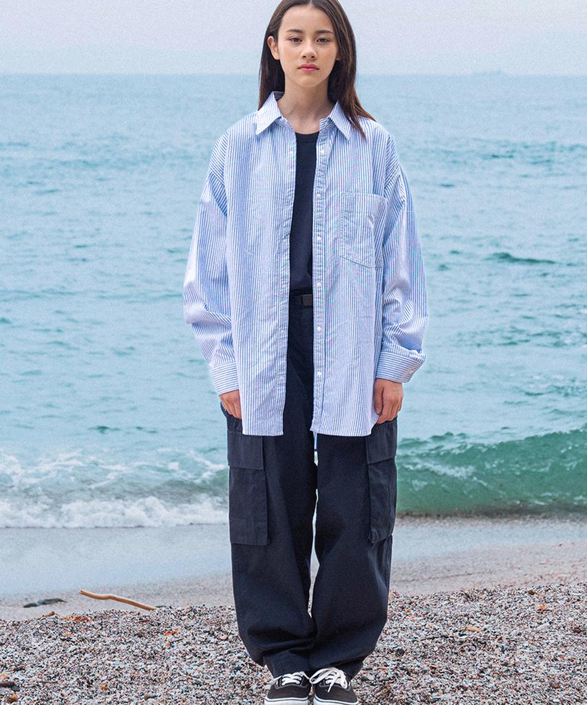MIDNIGHT12AM Wide Tapered Cargo Pants - Navy